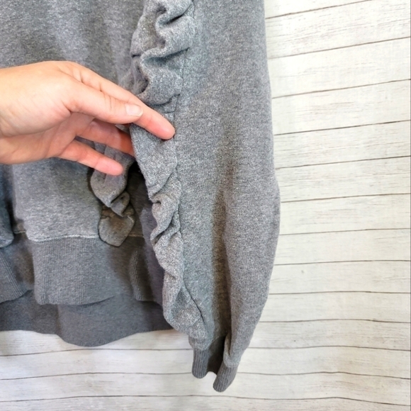 MILES FOR MADEWELL GRAY RUFFLE SWEATSHIRT, SZ XS - Picture 7 of 11